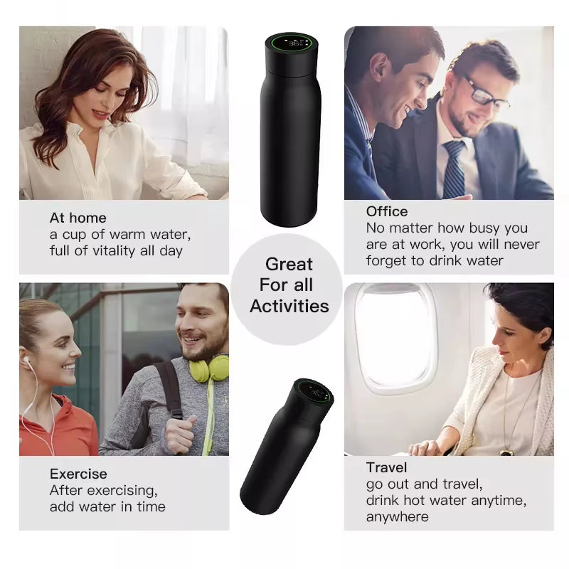 Tuya Bluetooth Smart Water Bottle – LCD Temperature Display, Hydration Tracker & App Integration