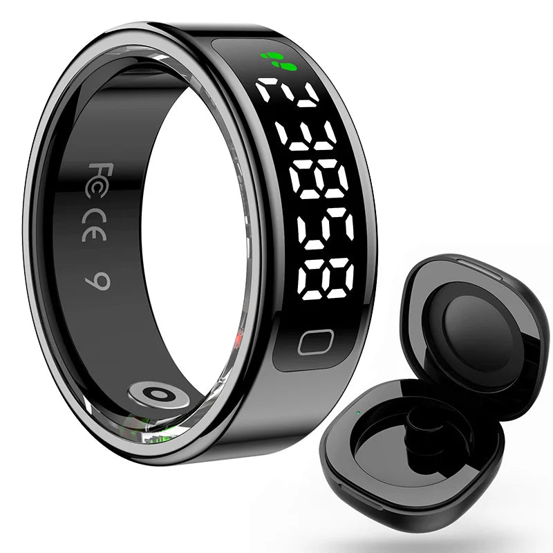  Smart Ring Men Women Display Screen Gesture Swipe Video Smartring Waterproof Heart Rate Sleep Monitor Qring for Android IOS