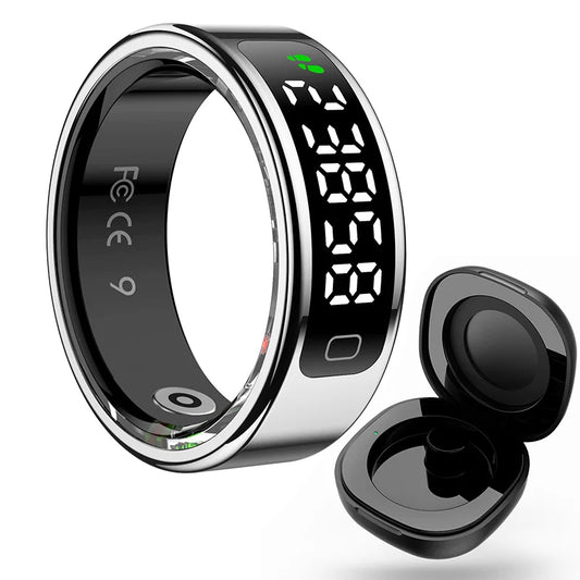  Smart Ring Men Women Display Screen Gesture Swipe Video Smartring Waterproof Heart Rate Sleep Monitor Qring for Android IOS