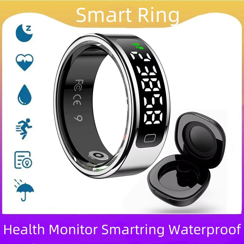  Smart Ring Men Women Display Screen Gesture Swipe Video Smartring Waterproof Heart Rate Sleep Monitor Qring for Android IOS