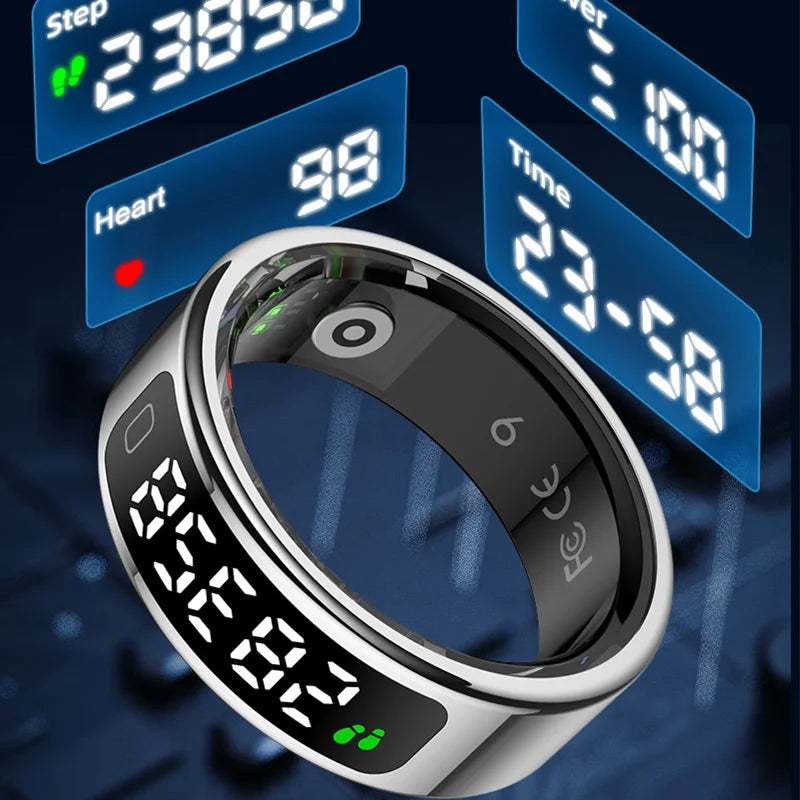  Smart Ring Men Women Display Screen Gesture Swipe Video Smartring Waterproof Heart Rate Sleep Monitor Qring for Android IOS