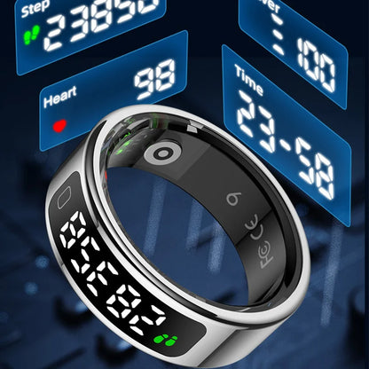  Smart Ring Men Women Display Screen Gesture Swipe Video Smartring Waterproof Heart Rate Sleep Monitor Qring for Android IOS