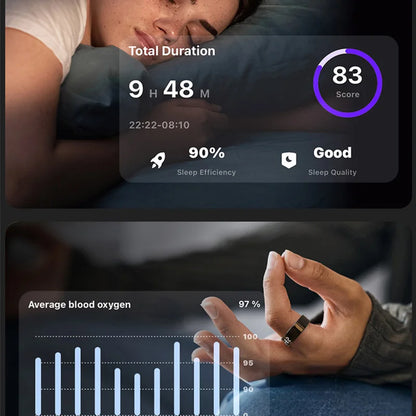  Smart Ring Men Women Display Screen Gesture Swipe Video Smartring Waterproof Heart Rate Sleep Monitor Qring for Android IOS